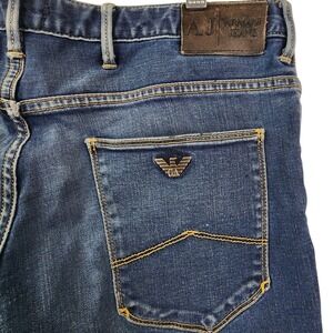Armani Jeans 32 Blue J06 Fitted Slim Denim Pants Luxury Designer Italian READ